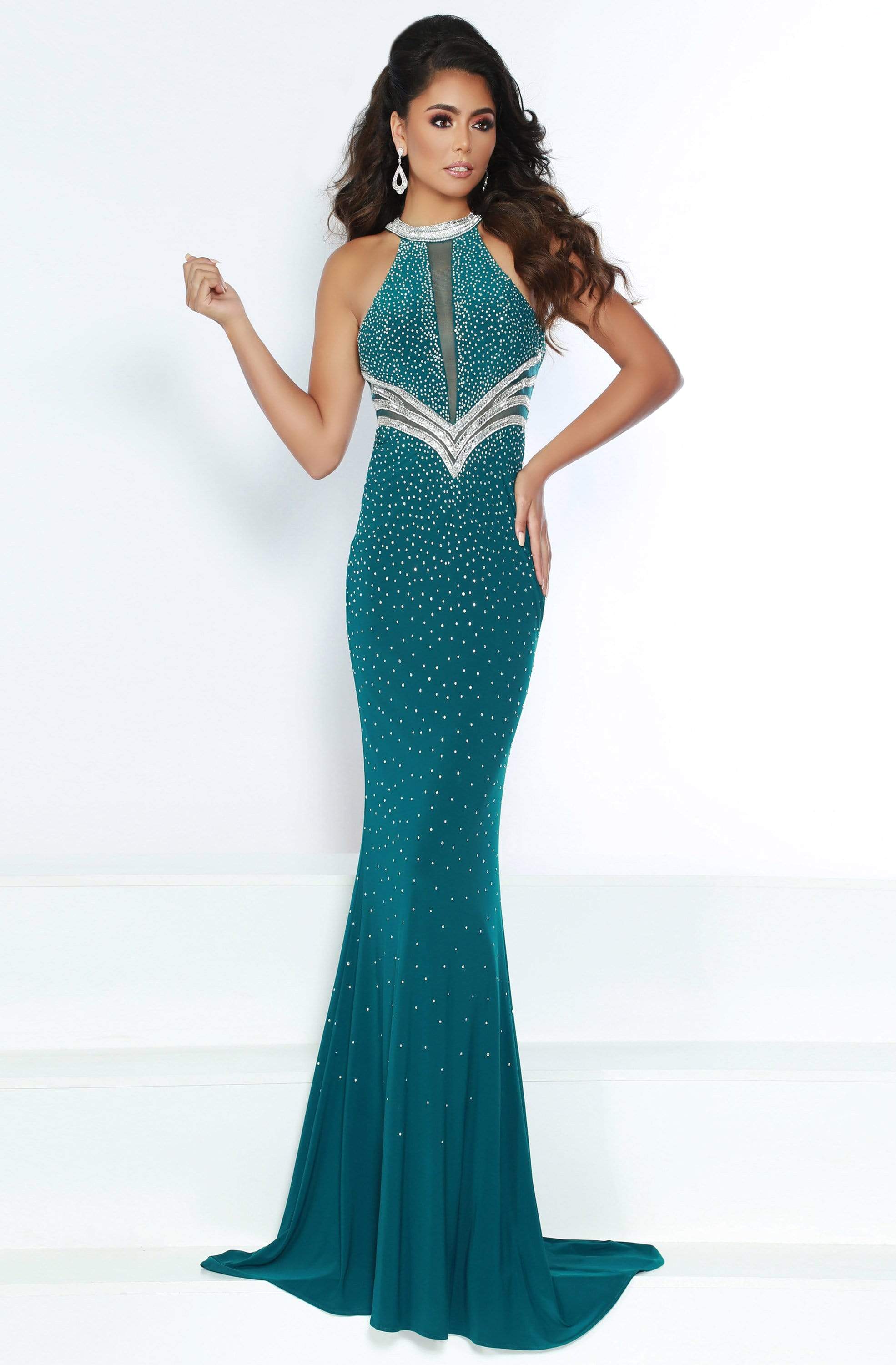 Jasz Couture - 6420 Embellished Halter Mermaid Dress – Couture Candy