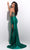 Jasz Couture - 7200 Illusion One Shoulder Bustier High Slit Satin Gown Pageant Dresses