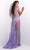 Jasz Couture - 7226 Feather Shoulder Beaded and Sequin Illusion Gown Evening Dresses 000 / Lilac