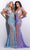 Jasz Couture - 7226 Feather Shoulder Beaded and Sequin Illusion Gown Evening Dresses 000 / Sky Blue