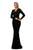 Johnathan Kayne - 2045 Bedazzled Long Sleeve V-neck Trumpet Dress - 1 pc Black-Ab In Size 16 Available CCSALE 16 / Black-AB