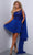 Johnathan Kayne 2404S - Embroidered Asymmetrical Short Dress Cocktail Dresses 00 / Royal