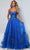 Johnathan Kayne 2518 - Embroidered Applique Strapless Long Dress Evening Dress 00 / Royal