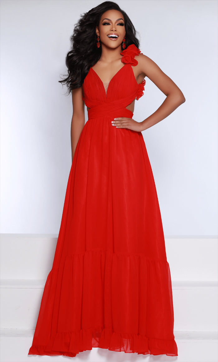 Johnathan Kayne 2619 - Applique Back Evening Gown Special Occasion Dress 00 / Red