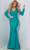 Johnathan Kayne 2682 - Long Sleeve Wrap Evening Gown Special Occasion Dress 00 / Teal