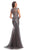 Johnathan Kayne - Illusion Jewel Stretch Lace Mermaid Gown 9039 - 1 pc Charcoal in size 8 and 1 pc Royal In Size 14 Available CCSALE