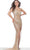 Jovani 02494 - Asymmetric Evening Gown Prom Dresses 00 / Nude/ Gold