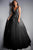 Jovani - 02840 Plunging Neck Floral Applique Tulle Ballgown Ball Gowns 00 / Black