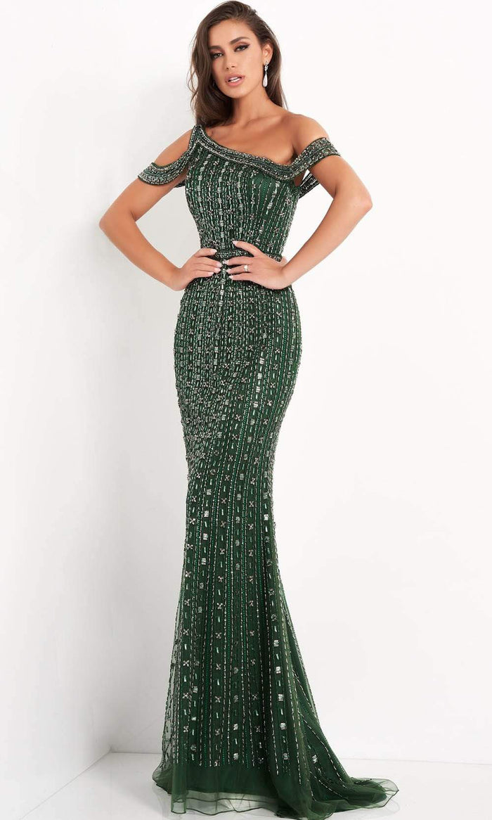 Jovani - 03124 Beaded Cold Shoulder Sheath Gown – Couture Candy