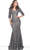 Jovani - 03426 Lace Wide V-Neck Trumpet Dress Mother of the Bride Dresses 00 / Peacock