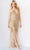 Jovani - 04195 Bejeweled Slit Cut Out Long Gown Prom Dresses 00 / Nude