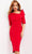 Jovani - 04281 Short Sleeve Asymmetric Knee Length Dress - 1 pc Red In Size 12 Available CCSALE 12 / Red