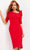 Jovani - 04281 Short Sleeve Asymmetric Knee Length Dress - 1 pc Red In Size 12 Available CCSALE 12 / Red