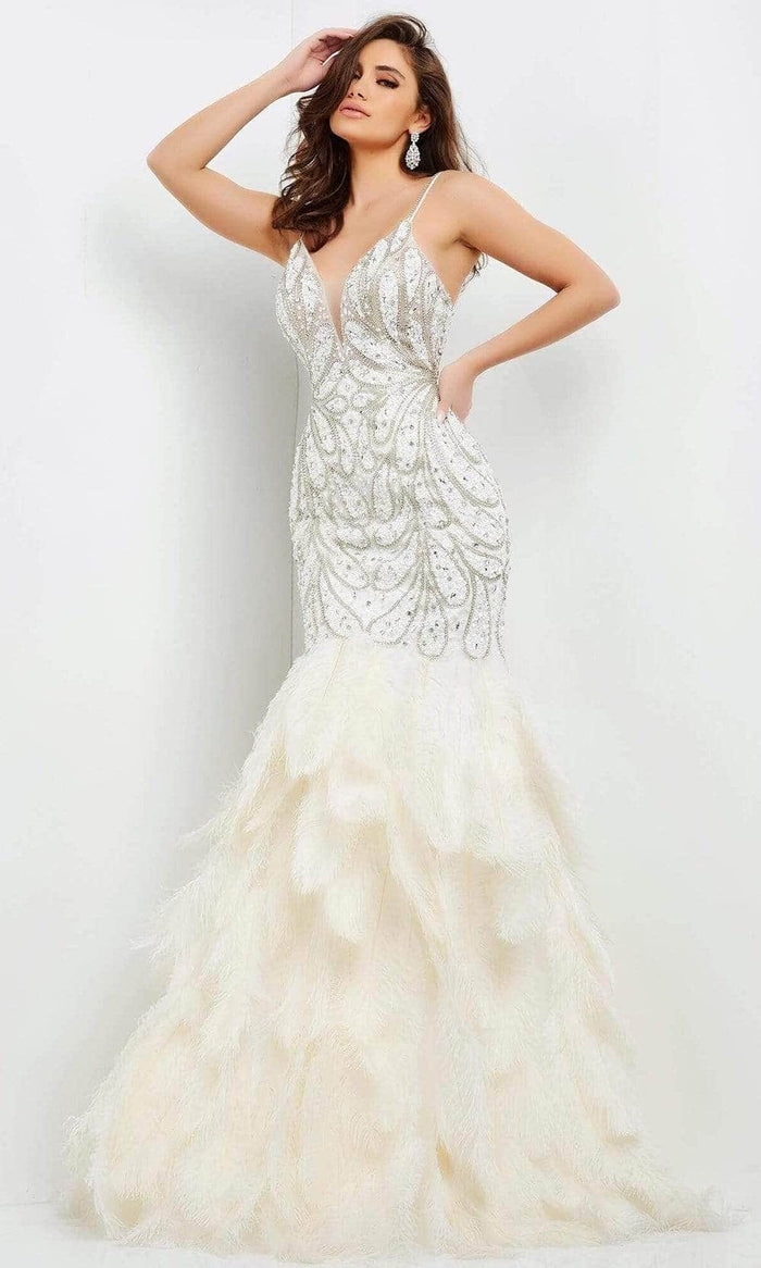 Jovani 04625SC - Tiered Trumpet Prom Dress Prom Dresses 00 / Off-White