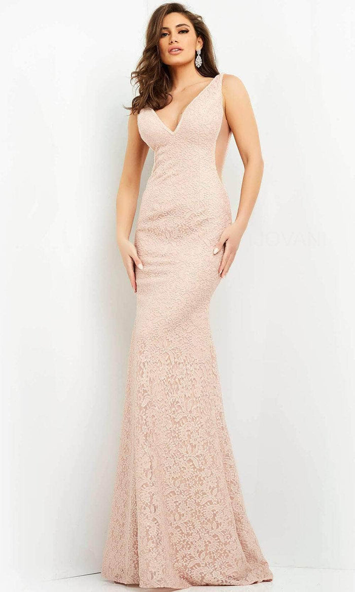 Jovani 04885 - Lace Mermaid Prom Dress Prom Dresses 00 / Blush