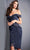 Jovani - 05060 Embroidered Off Shoulder Sheath Dress Evening Dresses 00 / Navy