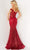 Jovani - 05838 Off Shoulder Glitter Mermaid Gown Special Occasion Dress In Red