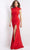 Jovani - 06859 High Neck Trumpet Gown With Slit Special Occasion Dress 00 / Red