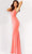 Jovani - 07297 Embellished Plunging V Neck Trumpet Dress Special Occasion Dress 00 / Hot-Pink