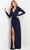 Jovani 07485 - Ruched High Slit Evening Gown Evening Dresses