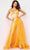 Jovani 08151 - Deep V-Neck Sequin Jumpsuit With Overskirt Formal Pantsuits 00 / Iridescent Orange