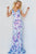 Jovani - 08257 Sleeveless Floral Sequin Long Gown Prom Dresses 00 / Ivory/Purple