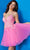 Jovani 08273 - Floral V-Neck A-Line Cocktail Dress Special Occasion Dress 00 / Hot-Pink