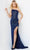 Jovani 08483 - One-Shoulder Beaded Prom Gown Prom Dresses 00 / Navy