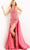 Jovani - 08553 Deep Halter V-Neck Overskirt Dress Prom Dresses 00 / Iridescent Fuchsia