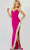 Jovani 09462 - V-Neck Fringed Slit Prom Dress Special Occasion Dress 00 / Hot-Pink