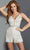 Jovani 09718 - Deep V Neck Beaded Short Dress Cocktail Dresses 00 / White/Silver