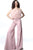 Jovani - 1542 Feathered Strapless Jumpsuit Evening Dresses 00 / Blush