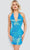 Jovani 22527 - Plunging Halter Sequin Cocktail Dress Special Occasion Dress 00 / Iridescent Royal