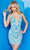 Jovani 22813 - Bejeweled Plunging V-neck Short Dress Special Occasion Dress 00 / Light Turquoise Multi