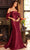 Jovani 23398 - Drape Sleeve Mermaid Evening Dress Special Occasion Dress 00 / Burgundy