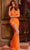 Jovani 23949 - V-Neck Sheer Beaded Prom Gown Special Occasion Dress 00 / Orange