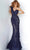 Jovani 3375SC - Floral Festooned Evening Gown Evening Dresses 00 / Navy