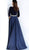 Jovani - 49269 Bateau Neck Quarter Length Sleeves A-Line Dress - 1 pc Navy In Size 10 Available CCSALE 10 / Navy