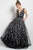 Jovani 55704 Trailing Embroidery Tulle Gown - 1 pc Black in size Available CCSALE 20 / BLACK