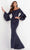 Jovani - 59993SC Bell Sleeve Off-Shoulder Mermaid Gown CCSALE 14 / Navy