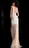 Jovani 63405  Emerald High Slit Beaded Prom Dress