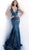 Jovani - 63437 Sequined Lace Deep V-neck Mermaid Dress Prom Dresses 00 / Teal