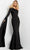 Jovani - Asymmetric Neck Seamed Prom Dress 07128SC CCSALE 0 / Black