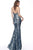 Jovani - Asymmetrical Neck Sequined Trumpet Dress 66033 - 1 pc Blue In Size 6 Available CCSALE 6 / Blue