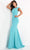 Jovani - Bow Ornate Cutout Back Mermaid Dress 04098SC - 1 pc Turquoise In Size 0 Available CCSALE 0 / Turquoise