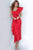 Jovani - Draped Ruffle Accented Sheath Dress 02616SC - 1 pc Red In Size 8 Available CCSALE 8 / Red