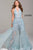 Jovani - Embellished Lace Halter Jumpsuit With Overskirt 60124SC - 1 pc Light Blue in Size 4 Available CCSALE