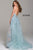 Jovani - Embellished Lace Halter Jumpsuit With Overskirt 60124SC - 1 pc Light Blue in Size 4 Available CCSALE