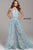 Jovani - Embellished Lace Halter Jumpsuit With Overskirt 60124SC - 1 pc Light Blue in Size 4 Available CCSALE