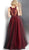 Jovani - Embroidered Bateau Ballgown With Sheer Back JVN67782 CCSALE 10 / Wine/Black